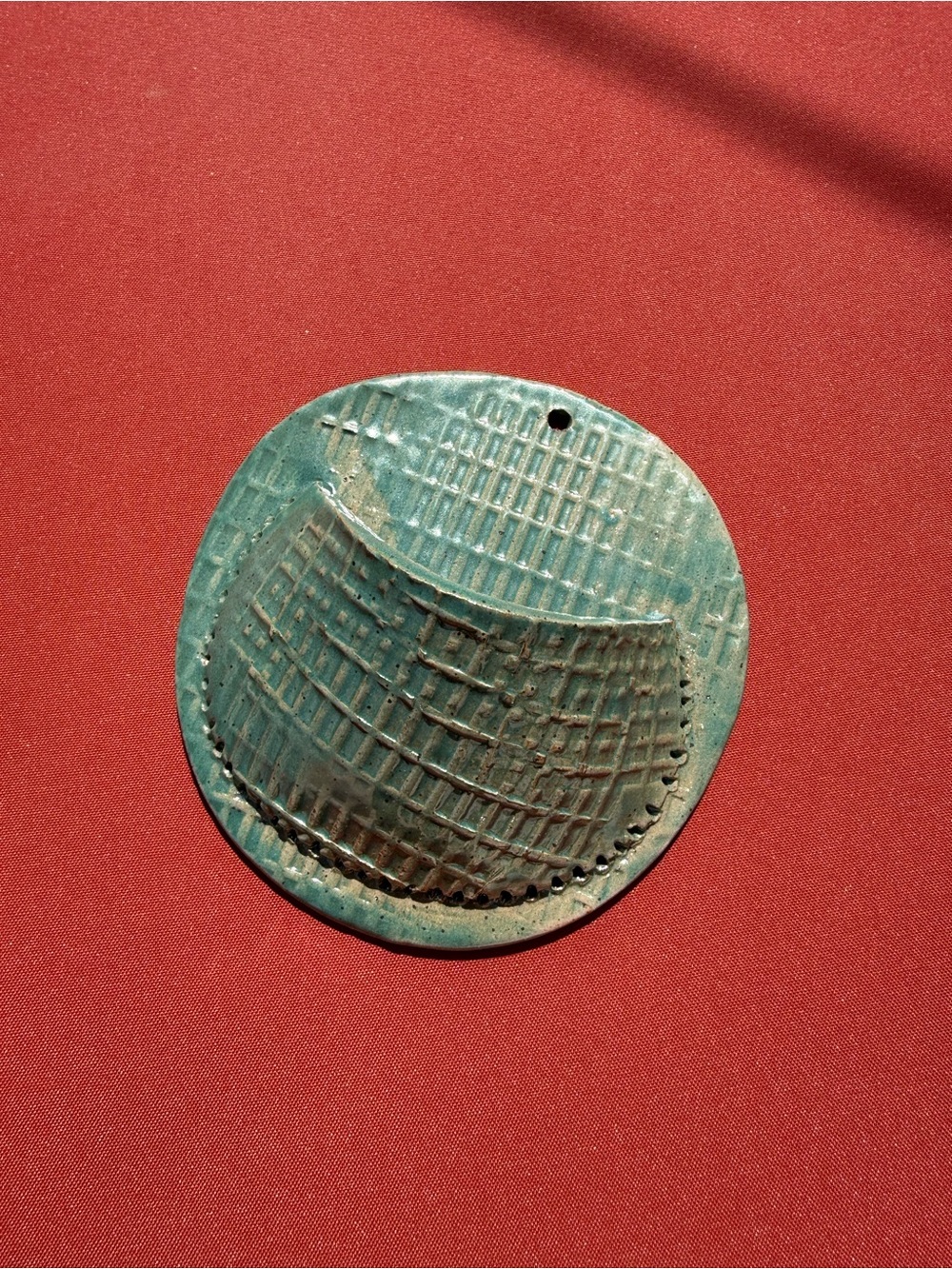 Handmade Textured Turquoise Ceramic Wall Pocket